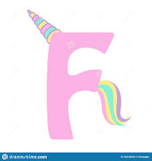 Cute Unicorn Letter F Design Stock Vector Illustration Of
