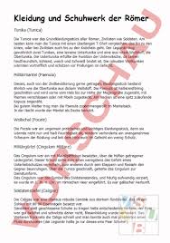 Arbeitsblatt Die Kleidung Der Romer Geschichte Mittelalter