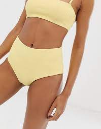 Mar 22 2020 Weekday High Waist Bikini Brief In Yellow Asos Source By Thompsonrachel2958 Yell In 2020 Womens Swimsuits Bikini Bathing Suits Bathing Suits For Teens