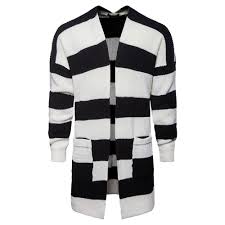 Black And White Striped Cardigan Sweater Black And White Striped Knitted Long Cardigans Sweater Ms01 Cardiganlace Cardigan Longcardi Longcar Long Sweaters Cardigan Striped Cardigan Sweater Fashion