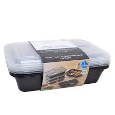 Maybe you would like to learn more about one of these? Mainstays 3 Compartment Rectangular 5cups Meal Prep Food Storage Container 5 Pack Clear Lids Black Containers Walmart Com Walmart Com