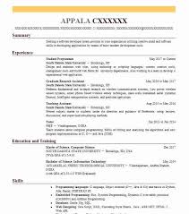 student programmer resume example