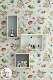 luiaard verwisselbare behang dieren wall muurschildering etsy behang verwijderen beschilderde muur behang