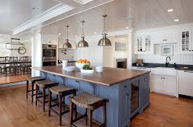 kitchen with accent colored island