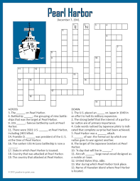 A Crossword Puzzle For Students Studying The Attack On Pearl Harbor There Are 20 Clues To Be Answered And Each One Touche Pearl Harbor Pearl Harbor Day Harbor
