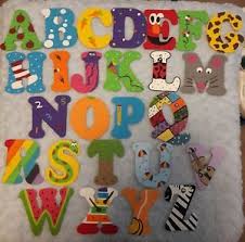 Full alphabet wooden craft letters small christmas gift personalise decoration. Painted Wooden Alphabet Set 4 Wall Letters Nursery Baby Daycare Room Ebay