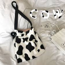 Black And White Cow Pictures To Print Black And White Cow Print Tumblr Plush Shoulder Bag In 2020 Cow Outfits Cow Print Fashion