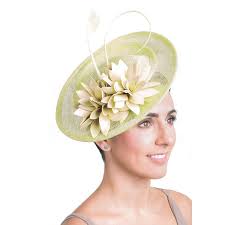 Wedding Fascinator Pink, Gray, Anise Green Flower