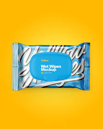 Metallic Wet Wipes Pack With Plastic Cap Mockup Top View In Flow Pack Mockups On Yellow Images Object Mockups