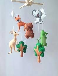 Black And White Baby Mobile Australia Australian Animals Baby Crib Mobile Nursery Felt Mobile Trees Baby Nursery Diy Decor Baby Nursery Diy Baby Crib Mobile