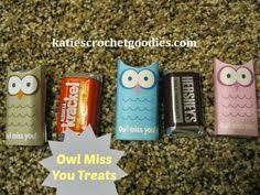 I found the free printable owl bag toppers and candy wrappers on separate sites and created these for my daughters class. 19 Owl Miss You Ideas Owl Miss You Owl Owl Classroom