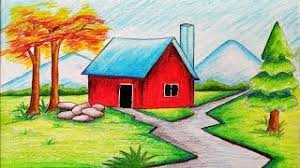Easy things to draw when you are bored. How To Draw A Scenery Of Winter Season Step By Step Easy Draw By Mukta Easy