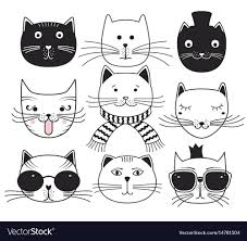 Cute Cat Heads Set Avatars Pets Download A Free Preview Or High Quality Adobe Illustrator Ai Eps Pdf And High Resolution Cat Doodle Cat Art Animal Doodles