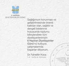 6 haziran dünya diyetisyenler günü şiiri. Bakan Koca Dan Diyetisyenler Gunu Mesaji Ankara Haber