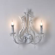 Chandeliers, bathroom lighting, pendants, ceiling lights Luxury French Country Clear Crystal Beads 2 Light 3 Light Indoor Wall Sconce In Antique White French Country Clear Crystal Beads 2 Light 3 Light Indoor Wall Sconce In Antique White For Sale