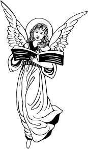 Baby Angel Clipart Black And White Angel Reading A Book Png 435 730 Angel Clipart Tooling Patterns Clip Art