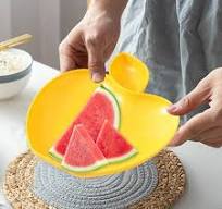 BCZHQQ Food Apple Dumpling Plate Irregular Plate Plastic Snack Tray -Shaped  Dip Plate Potato Chips Dessert Plate