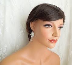 Wedding Crystal Earrings, Bridal Pearl Earrings, Crystal and Pearl  Chandelier Earrings, Wedding Earrings, Statement Long Earrings, GABY