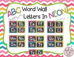 Need ideas for teaching the different letters? Abc Word Wall Letter In Bright Neon Freebie By I Heart My Kinder Kids