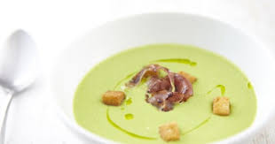 Soupe De Petits Pois Pancetta Croustillante Croutons A L Ail Recette Soupe Petit Pois Croutons Recette Soupe