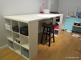 Craft Table Made From Storage Cubbies And A Door Diy Craft Room Table Craft Room Tables Craft Room Desk