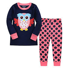Litbud Baby Girls Christmas Pyjamas Owl Sleepwears 2pcs Long Sleeves Tops Pants Sets For Toddler Size 1 2 Years 2t