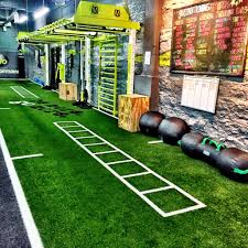 Functional Fitness Training Gym Design Open Space For Movement Wall Mount Monkey Bar Bridge For Overhea In 2020 Fitness Design Gym Gym Interior Fitness Center Design