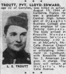 East Tennessee Veterans Memorial Association — Troutt, Lloyd E.