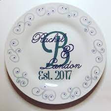 Pin By Ncgal Creations On Drawings In 2021 Monogram Wedding Gift Wedding Plates Wedding Plates Personalized