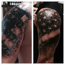 Black Ink American Flag Tattoo On Shoulder Pin On Tattoos