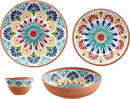 Rio Medallion Melamine 16 Piece Dinnerware Set Melamine Dinnerware Sets Dinnerware Sets Melamine Dinnerware