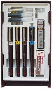 The rapidograph takes cartridges & the isograph is refilled with bottled ink. Rotring S0699570 Rapidograph College Set 4 Amazon De Burobedarf Schreibwaren