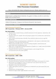 Title Processor Resume Samples Qwikresume