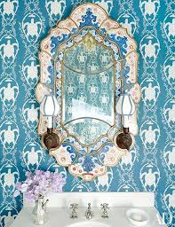 Peter Pennoyer Designs An Elegant Greek Revival Residence In Hudson Valley Turtle Wallpaper Mirror Decor Traditional Bathroom
