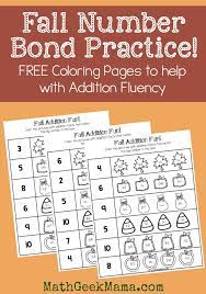 These festive fall color by number sheets are great to use at home or in the classroom! Fall Addition Facts Practice Free Printables