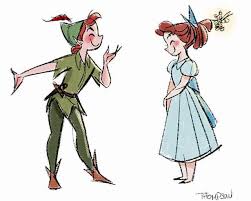 Cute Peter Pan And Wendy Sketch Illustration In Watercolor And Colored Pencil Peter Pan Disney Disney Drawings Disney Artwork