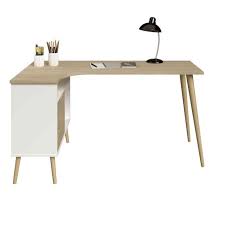 Bureau D Angle Style Scandinave Avec Multiples Rangements Bu1037 Blanc Terre De Nuit La Redoute Meuble Bureau Bureau Angle Bureau A Domicile