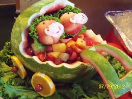 For The Twins Shower Fairly Easy To Make Watermelon Fruit Salad Basket Baby Shower Stroller Baby Shower Fruit Fruit And Vegetable Carving Breakfast Party