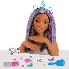 Super style barbie beauty salon hair boutique, barbie hair salon playset, 90s toys for girls, 90s girls toys, fashion barbie doll furniture. Barbie Deluxe 20pc Glitter And Go Styling Head Brown Hair Target