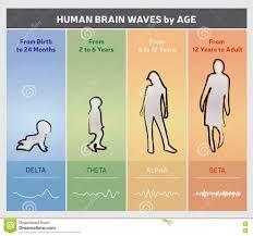 human brain waves by age chart diagram people silhouettes