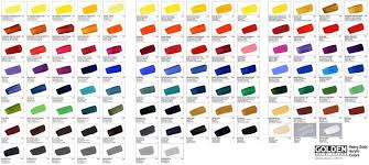 Golden Heavy Bodied Acrylic Hand Painted Colour Chart