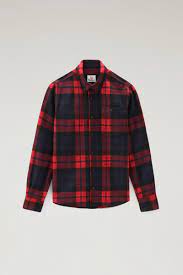 Wool Blend Trout Run Plaid Flannel Shirt Red | Woolrich USA