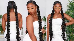 It looks professional and fun and is perfect for days when you want your hair out of your. Long Goddess Braided Ponytail Double On 4b C Natural Hair Quick Protective Style Youtube