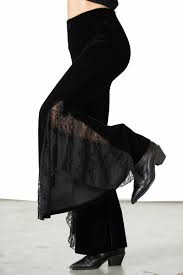 womens trousers KILLSTAR - Mahina Velvet Bell Bottoms - Black - KSRA005159  - metalshop.uk