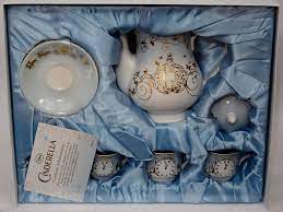 Cinderella Limited Edition Fine China Tea Set Live Action Film Us Disney Store Purchase Boxed Front Cover Off Full Front View Fine China Tea Set China Tea Sets China Tea