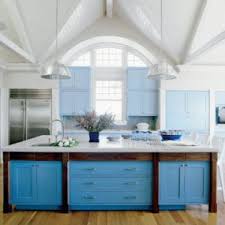 Entry To Summer Villa Slices Through Home To Inlet Dock Blue Kitchen Accessories Blue Kitchen Cabinets Blue Kitchens