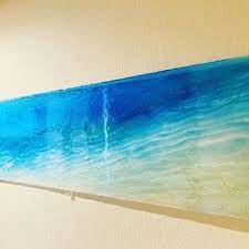 壁掛けディスプレイパネル 120cm 45cm白い砂浜 砂紋とブルーシー 青い海 壁飾り ハワイアンインテリア アクリル パネル