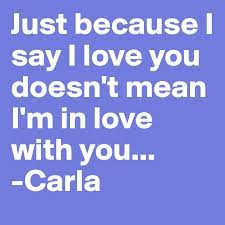 Just Because I Say I Love You Doesn T Mean I M In Love With You Carla Post By Chikita40 On Boldomatic