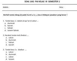 Soal uas pai kelas 5 semester 1 dicariguru.com.docx. Soal Uas Pai Kelas 5 Semester 1 Ganjil