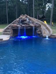 Inground Swimming Pool Slide Grotto Led Lights Backyard Pool Landscaping Pool Waterfall Swimming Pool Waterfall